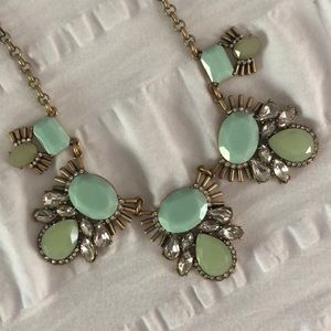 J CREW Jeweled Necklace - Mint & Crystal